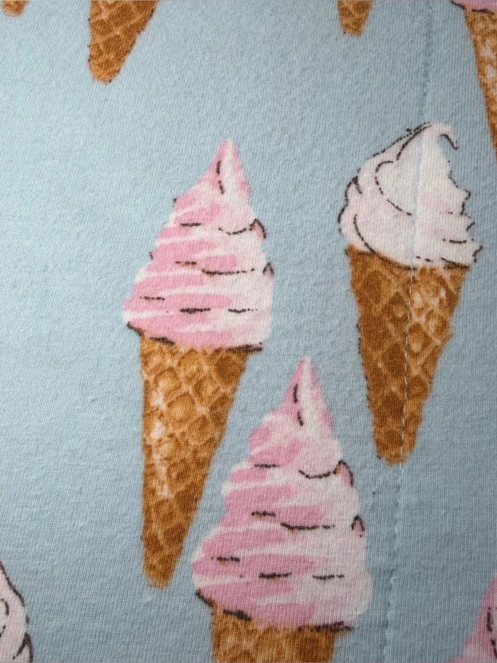 BedHead Pajamas SMALL Ice Cream Cones Light Blue Button-Down Elastic Waist
